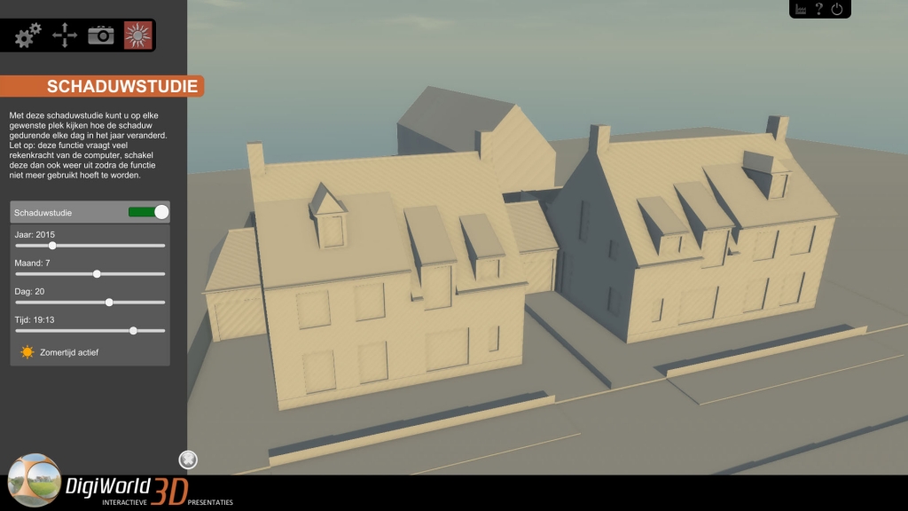 Accurate interactieve schaduwstudie in 3D