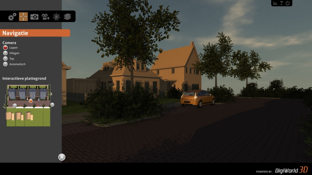 Interactief navigeren door het 3D model en woonvarianten bekijken